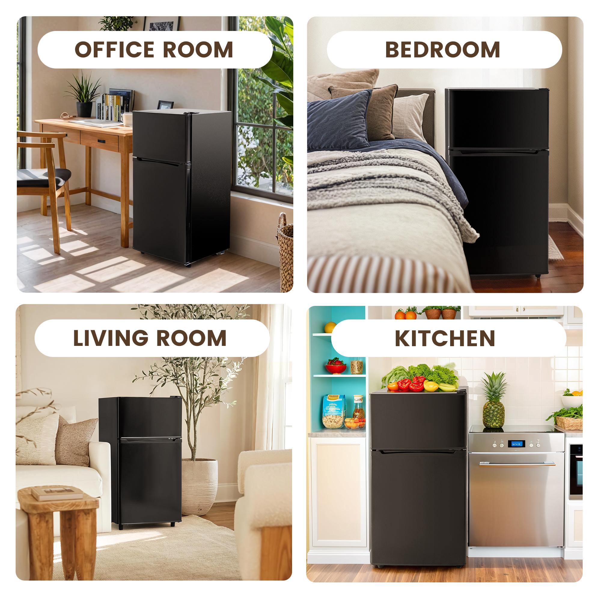 MANASTIN 3.5 Cu.Ft Mini Fridge with Freezer, 2 Door Small Refrigerator, 7 Level Adjustable Thermostat, Compact Fridge for Living Room, Office, Kitchen and Apartment