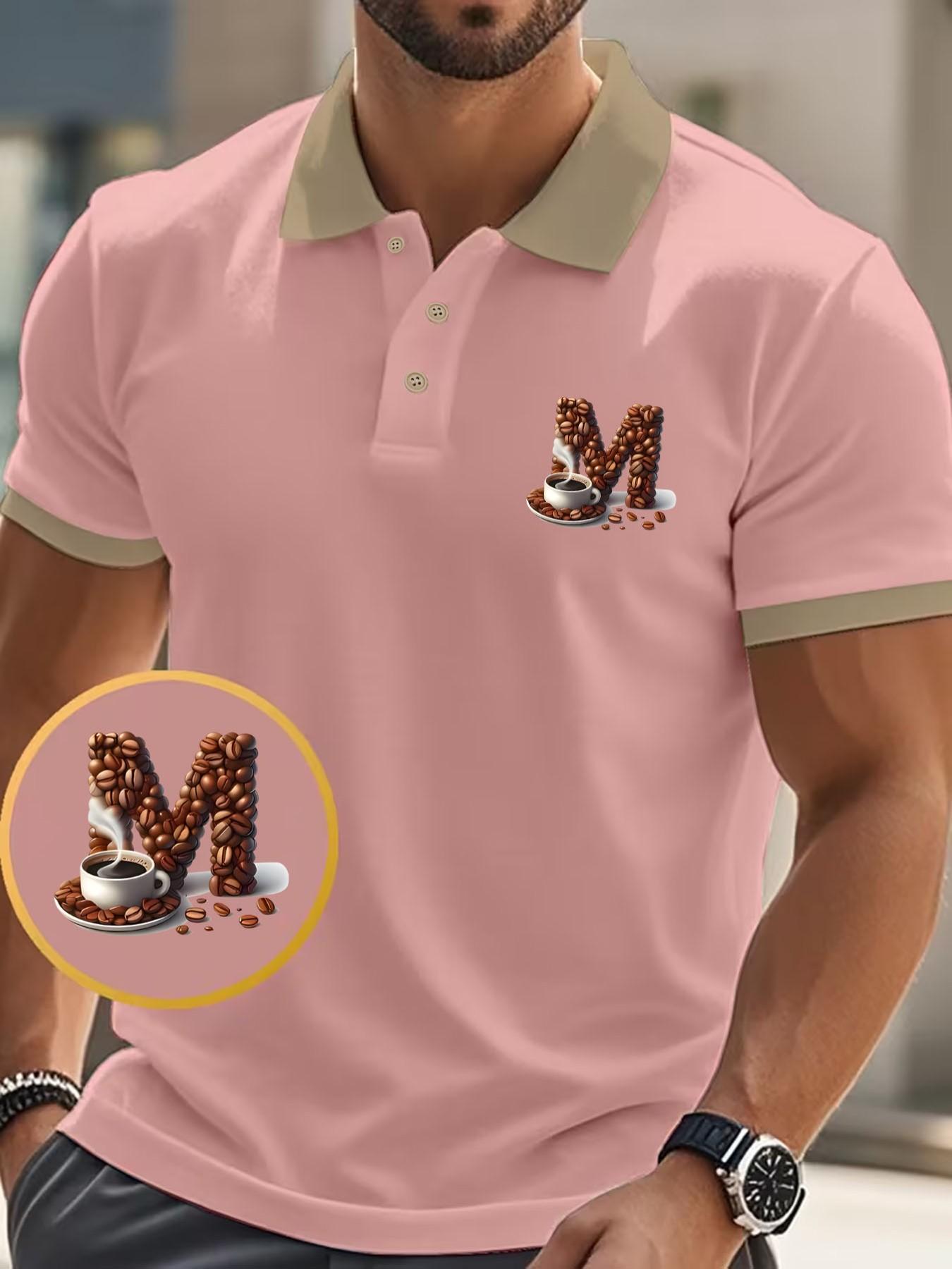 Men's Geometric Print Polo Shirt, Slim-Fitting Casual Business Wear, Short Sleeve, Ideal for Daily Commute, Travel, Gifts