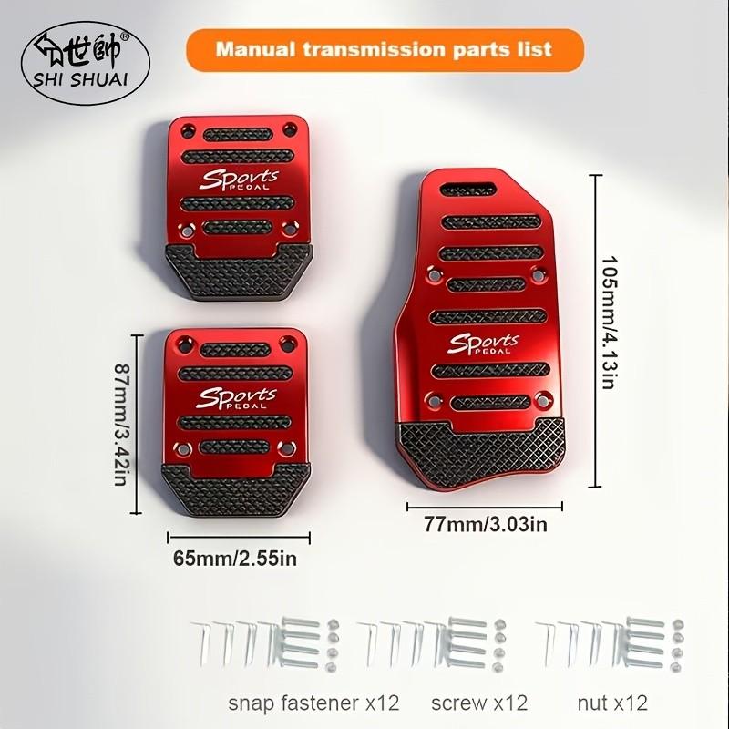 Manual/auto Anti-Slip Car Pedal, Ergonomic Design, Durable Lightweight, Suitable for Accelerator and Brake Pedals, Metal Surface