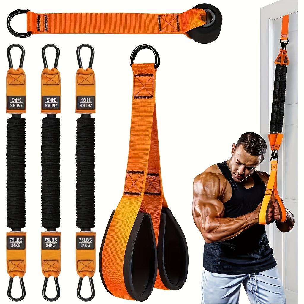 1 Set of 5pcs Latex Resistance Training Equipment, Workout Equipment, with Adjustable Resistance, Weight Capacity 225Lbs, Including 1pc Handle, 1pc Door Anchor And 3pcs Latex Resistance Bands, Suitable for Shoulder Press, Fitness Equipment