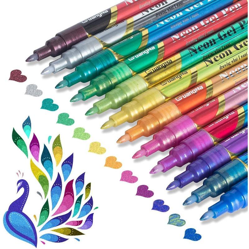 Guangna 12-color pastel hand account pen, color-changing gel glitter pen, fluorescent hand account pen, liquid highlight gel pen