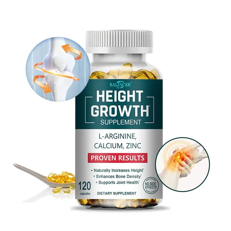 Balincer Natural Height Growth Vitamin D3 Capsules - Supports bone growth and joint mobility，120 Capsules
