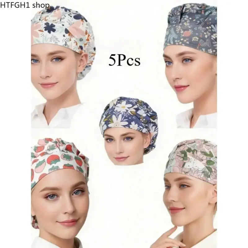 Unisex 5pcs Universal men's and women's adjustable protective cooking cap set, dust-proof round cap for kitchen headwear, autumn indoor baking chef catering apron, breathable strap-style work clothes, festive gift