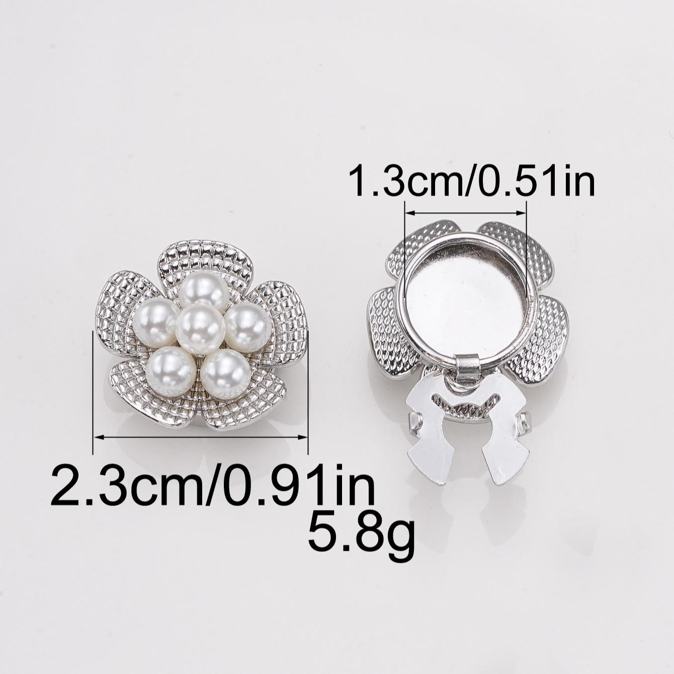 1pc Pearl Flower Shirt Button Set, Metal Clip Buckle for Coat Cardigan, Decorative Buttons, High-End Fashion Accessories