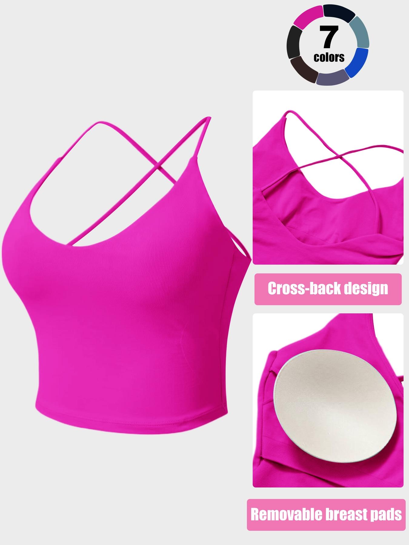 Women's High-Stretch Backless Cross-Back Seamless Tank Top Fitness Yoga Sports Bra Quick-Dry Running Spaghetti Strap Backless Cross-Back Sexy Training Top With Padded Cups Cross-Back Straps Oversized Backless Nude-Effect Sports Bra Yoga Workout Activewear