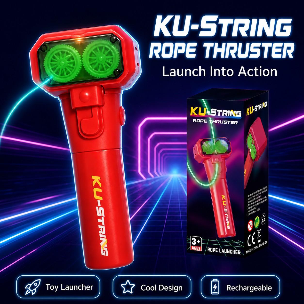 Glowing Gear Electric Rope Launcher, USB Rechargeable High-Speed Motor Magic Floating Rope, Stress Relief Toy, Stress Relief Tools for Kids and Adults, Birthday Gift for Ages 3+