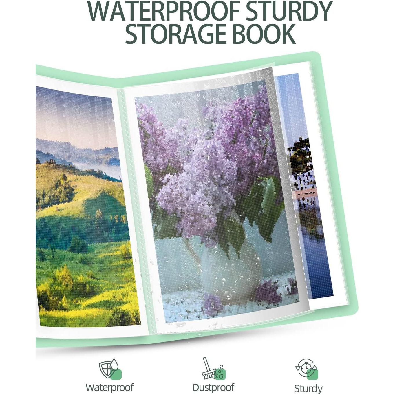 A3  Painting Storage Book for 60  Painting Pics,  Painting Accessories with 30 Pages Clear Sheet Protectors, Presentation Portfolio Folder for Artwork, 16.5x12.1in