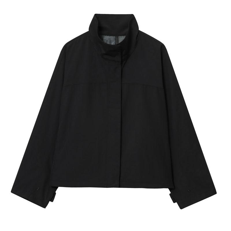 Ladies Winter Coats And Jackets Black Stand Collar Jacket Oversized Windbreaker Hidden Placket Streetwear Women's Casual Outerwear Casual Fitted Jacket