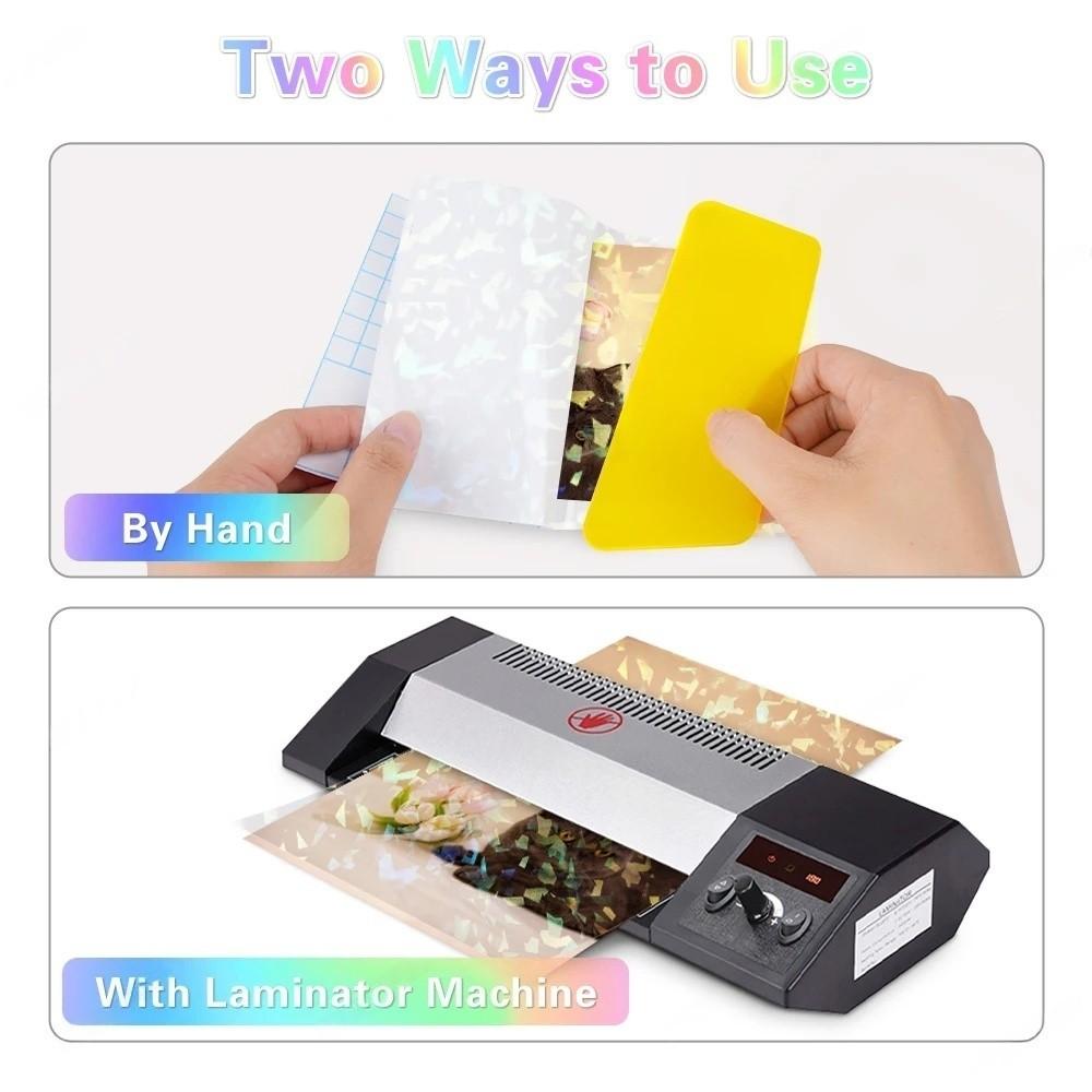 10 Sheets A4 Size Cold Press Laminated Waterproof Transparent Holographic Star Sticker Film, Self-Adhesive Photo Laminate for Festive Parties Handmade Crafts