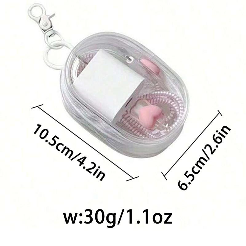 Transparent Multi-Purpose Data Cable Storage Bag, Portable Hook Design for Headphones, Ideal for Travel, 1 Piece