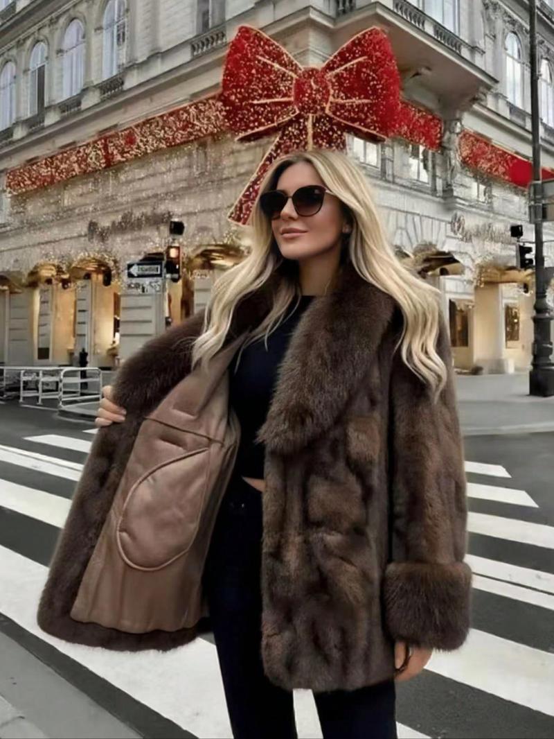 Women's Faux Fur Coat, Winter Fashion Long Sleeve Jacket, Casual Warm Outerwear, Stylish Daily Wear, Perfect for Cold Weather