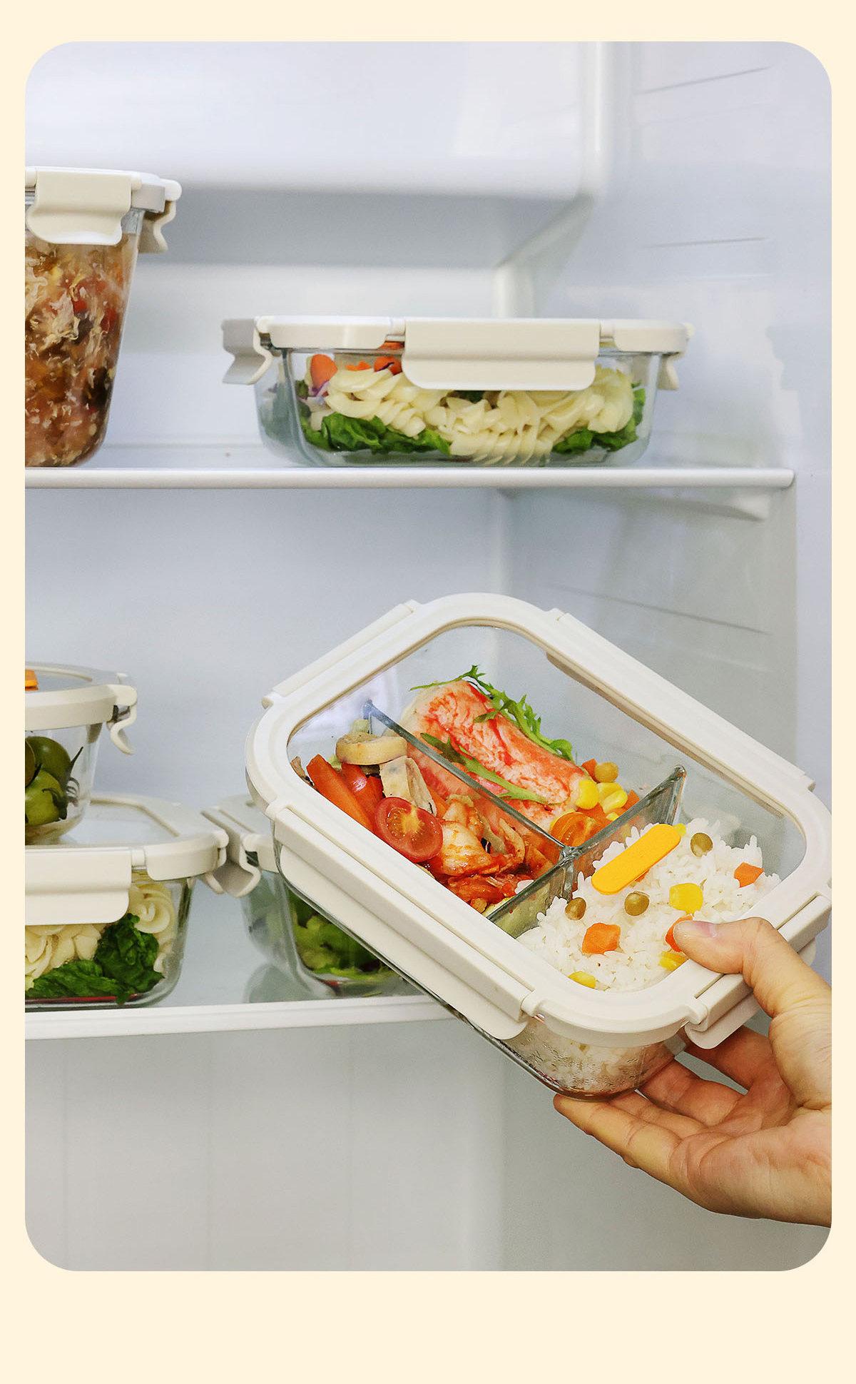 4pcs Glass Lunch Box Set with Compartments Microwave Safe Food Container Meal Prep Glass Containers with Lids Bento Box for Office Workers Leakproof Lunch Container for Men Women