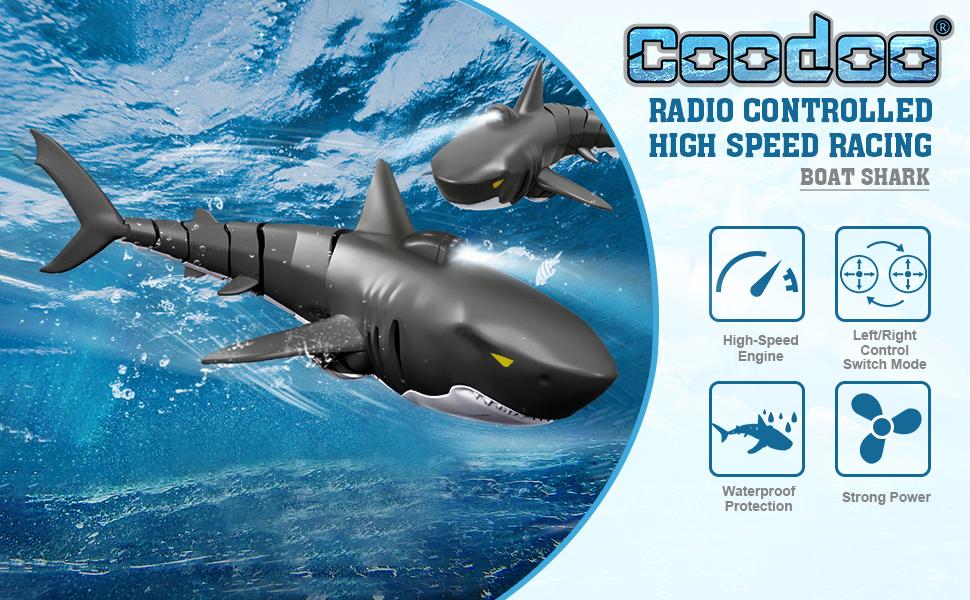 Remote Control Shark Toys 1:18 High Simulation Scale Fish with Light for Lake Bathroom Pool 2.4g Electric RC Boat Birthday Couple Christmas Gifts