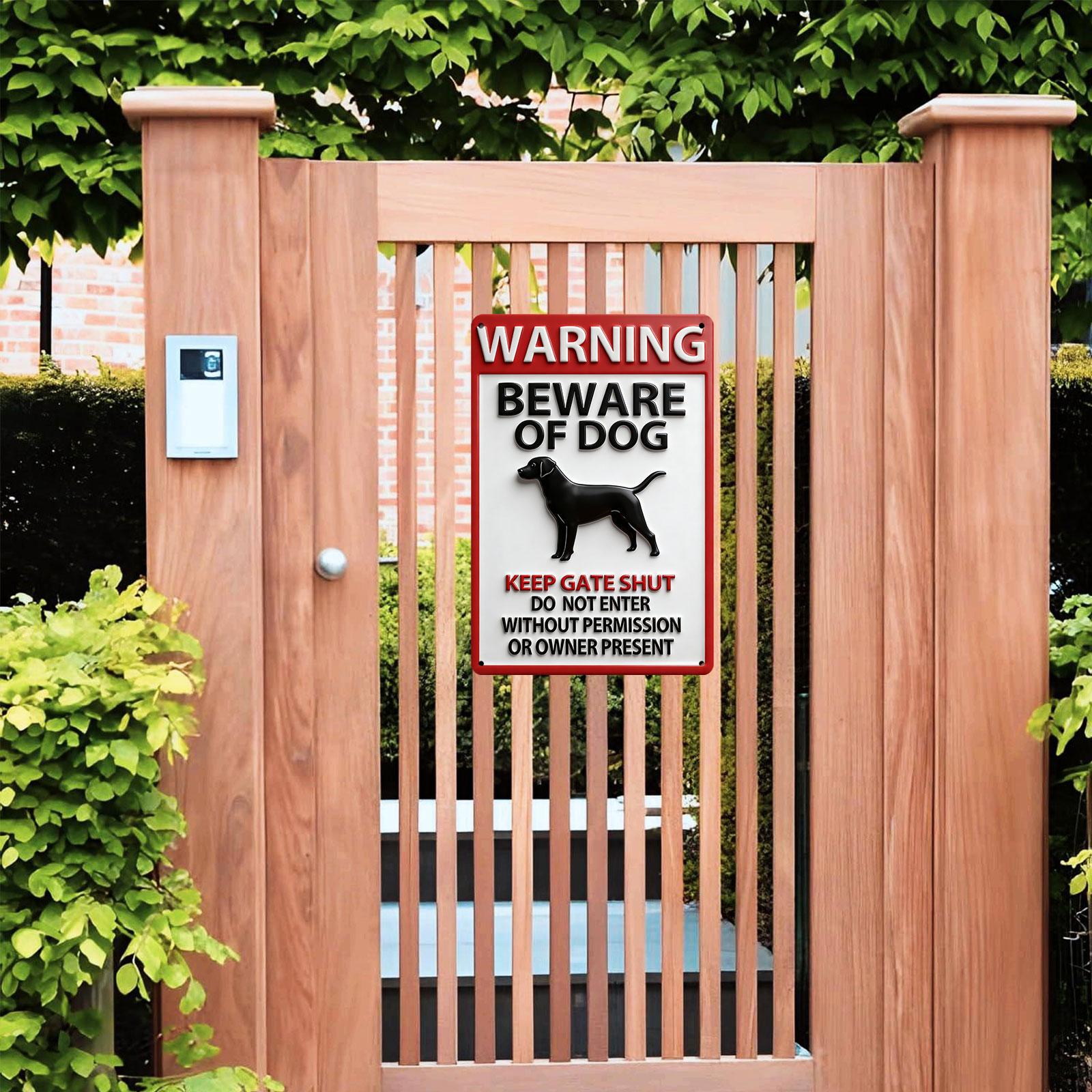 8x12 Embossed Aluminium Animal Figures Home Sign, Sturdy Weatherproof Heavy-Duty Rectangle Beware Of Dog Plaque, Bold Text Hangable Wall-Mount for Backyard Gates Outdoor Home Safety Supplies, Animal Figures Home Signs