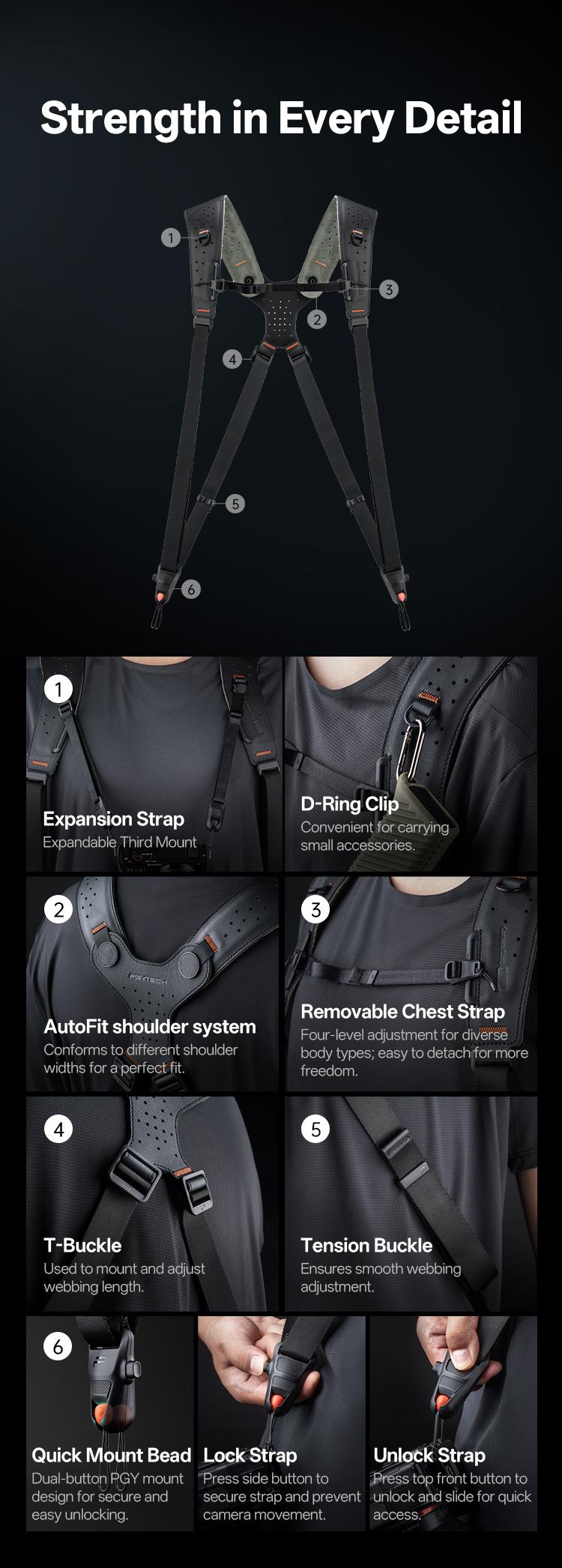 PGYTECH Camera Strap Master for Muti Cameras, Dual Shoulder Camera Straps