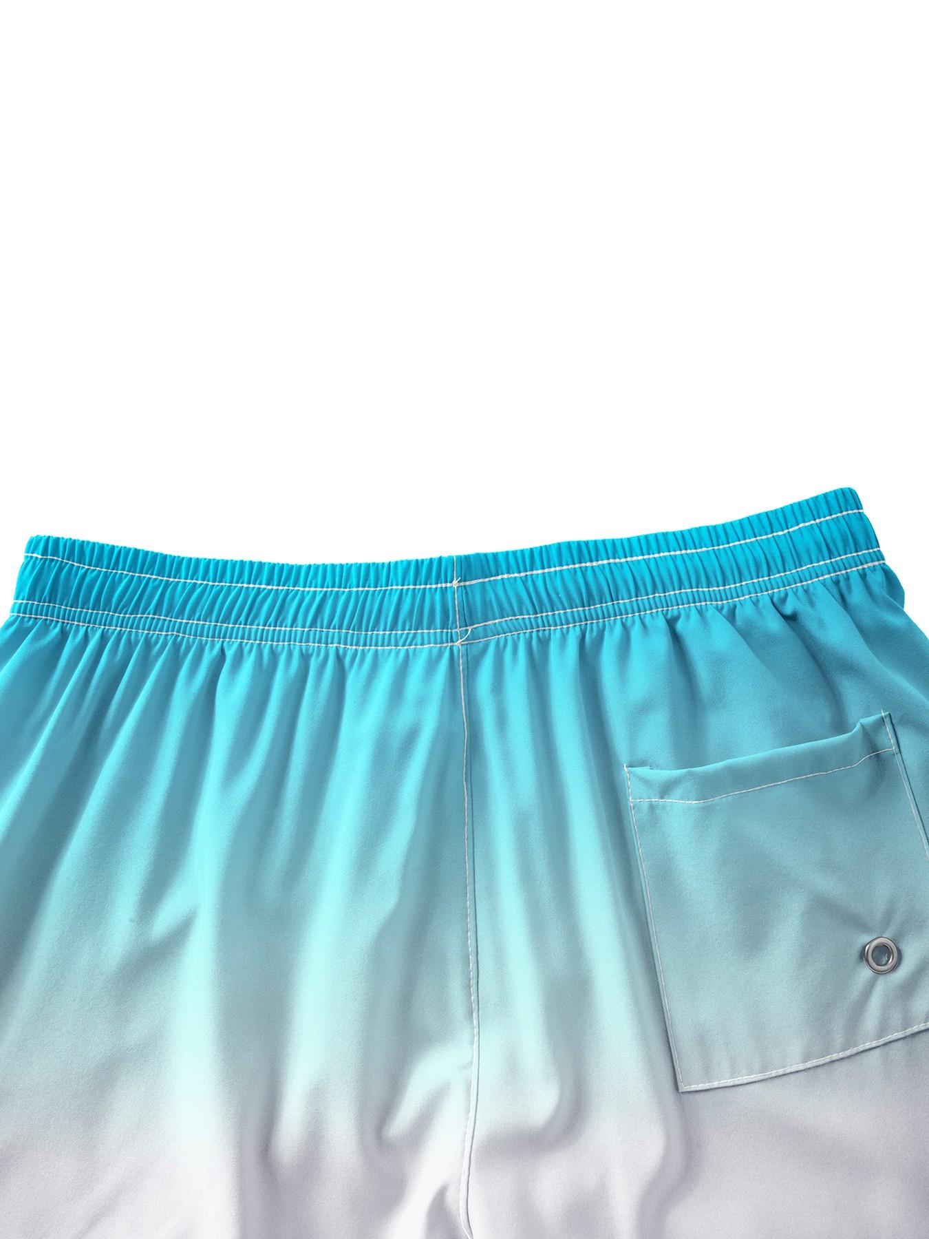 Men's Quick Dry Gradient Board Swim Trunks Side Pockets Ombre Beach Shorts with Mesh Lining Lining Drawstring Waist Flag Stars and Stripes Print Vacation Surfing Shorts