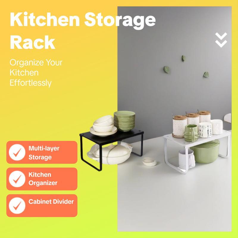 Kitchen Cabinet Organizer Set, Multi-Layer Storage Rack Easy Assembly for Pots, Bowls, Dishes, Spices, Countertop Shelf, Cupboard Dividers, Kitchen Organizers