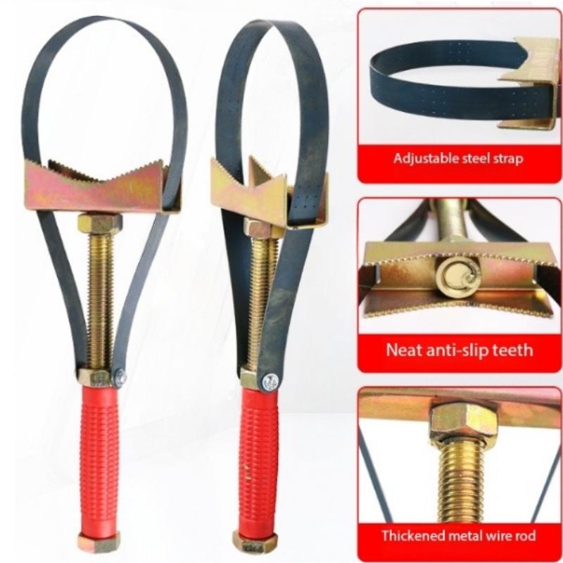 Multifunctional Adjustable Filter Core Wrench, Steel Belt Type, Oil Filter Removal Tool, Metal Working Parts, Machine Chain Disassembly Tool
