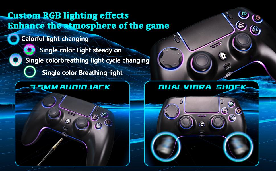 YUYIU PS5 Wireless Pro Controller With 3.5mm Audio Jack, Bluetooth5.0,Touch Pad, Six Axis Motion Control, Charging Cable game stick