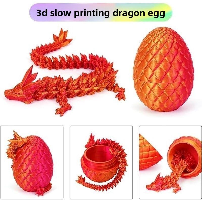 3D Printed Crystal Dragon and Egg Set, Jointed Dragon Figurine Creative Gift, Openable Dragon Egg Set Cute Pet Dragon Handmade Toy, Collectible Figurines, Collectible Room Decor