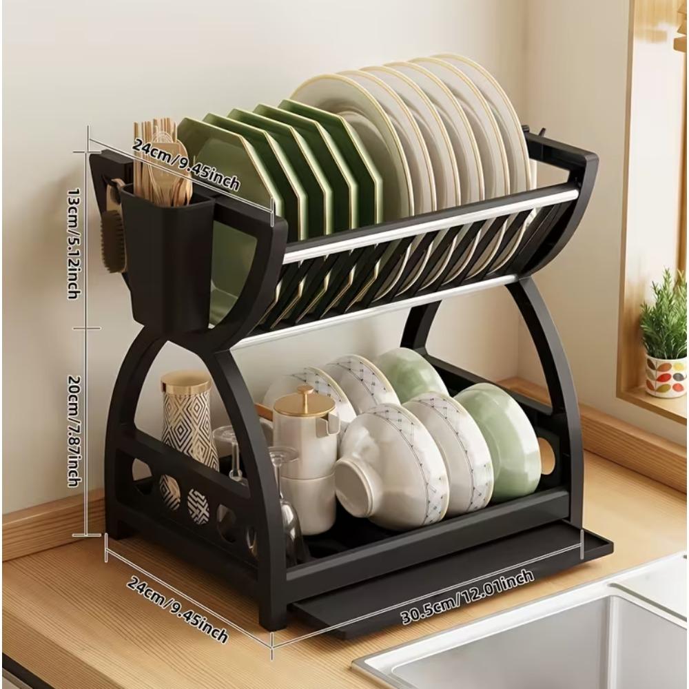 Bowl and plate rack, kitchen multi-functional shelf, countertop draining rack, kitchen shelf, bowl and dish draining rack, multi-functional cabinet for storing bowls, dishes, chopsticks, plates and knives
