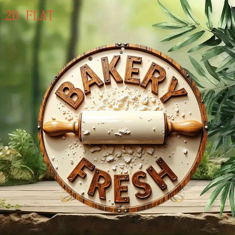 1pc 2D Plane Baking Theme Round Metal Wall Decor - Vintage Kitchen Sign with Rolling Pin and Flour Splash, BECAUSE YOU'RE WORTH IT - Suitable for Home, Coffee Shop, Farmhouse Style - Easy Hook Design - Perfect Birthday/Baking Enthusiast Gift, Rustic Decor