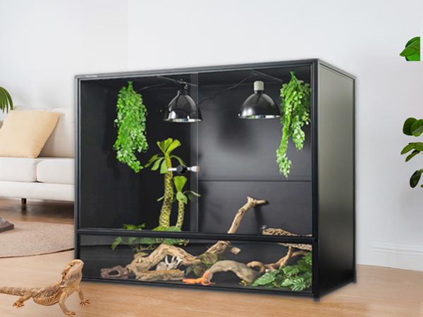 Reptile Tank 230 Gallon, 48"x24"x46" Large Reptile Enclosure for Bearded Dragon and Ball Python, Extra Tall Snake Terrarium with Front Opening Tempered Glass Door, Combination Lock