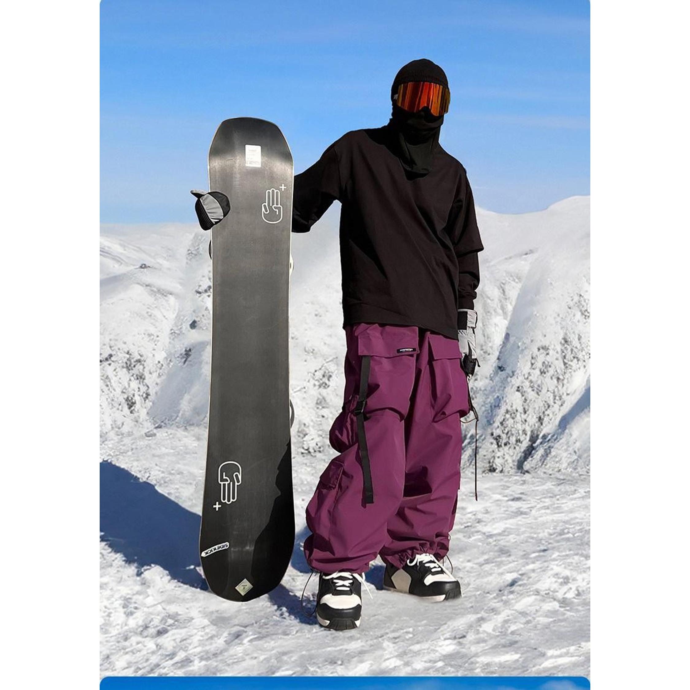 American Heavy Industry Snow Wear Pants Outdoor Couple Wear Sports Charge Hooded Ski Suit Violet
