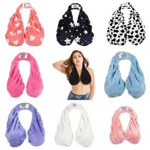 2026 New Multicolor Plush Halter Neck Bath Wrap, Soft Fleece Quick Dry SPA Towel Bra for Lounging summervibes