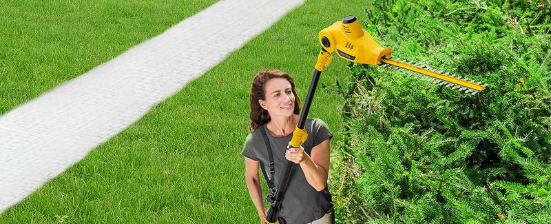 Alloyman 20V MAX Pole Hedge Trimmer,Telescoping Pole Hedge Trimmer,with 2 Packs 2.0Ah Batteries & Charger,8 Feet Hedge Trimmer for Shrubs Pruning
