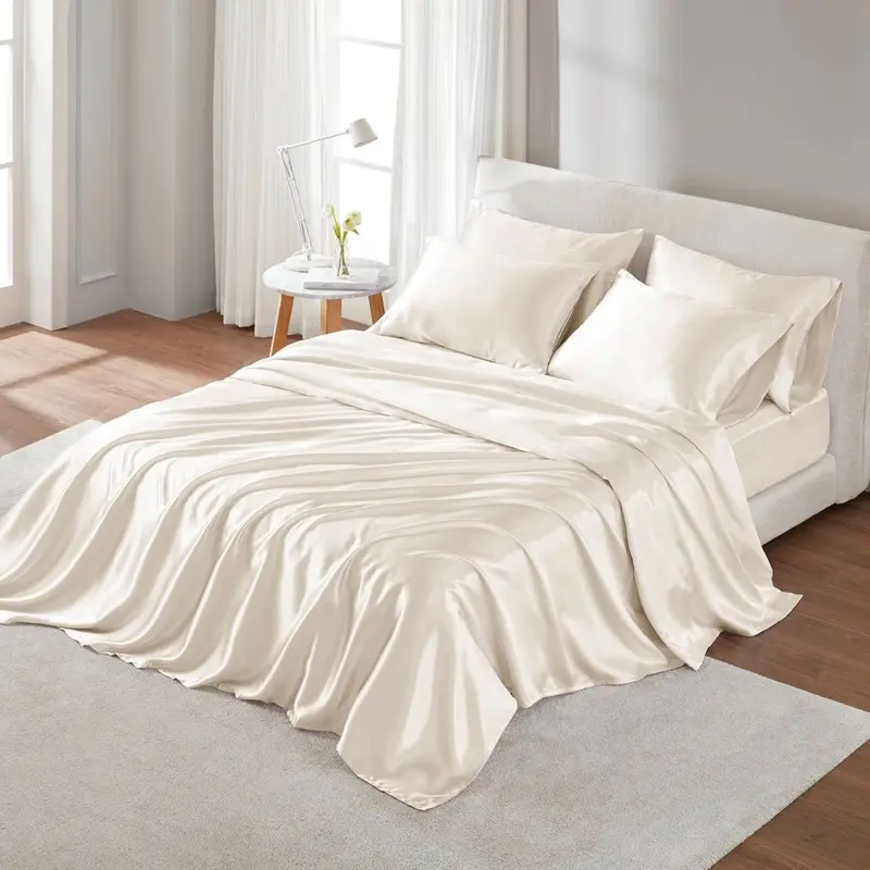 Nokaa Luxury Split King Sheet Set – 6-Piece Wrinkle-Free Bedding with 4 Pillowcases, Fits 16" Mattress, OEKO-TEX Certified, Smooth Texture, Ivory