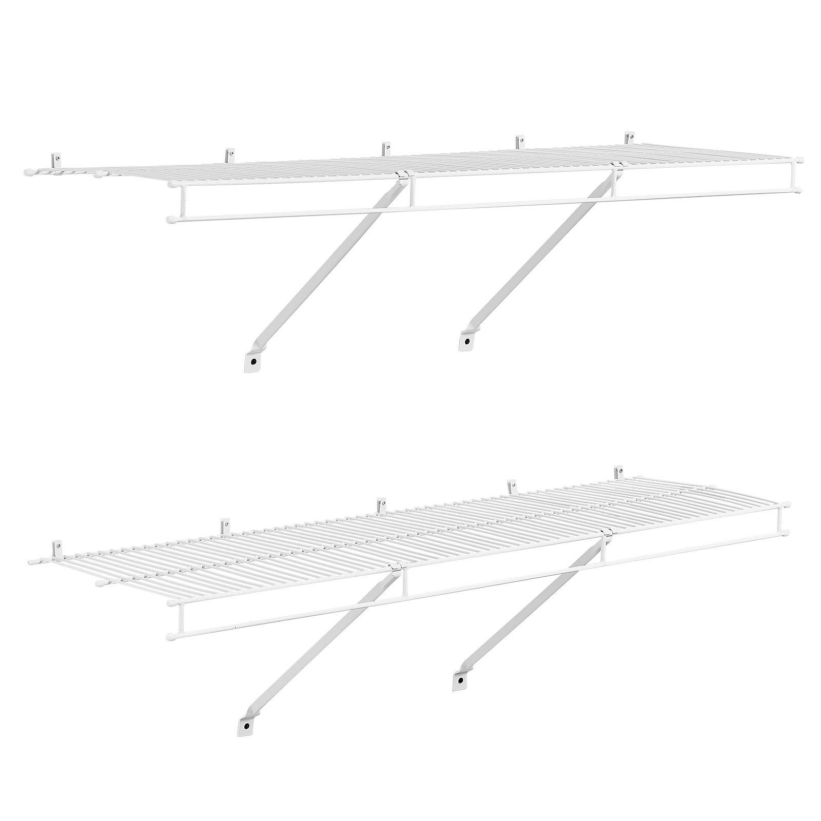 VEVOR Wire Shelf Kit, 4 ft, Set of 2, Wall Mounted Wire Shelves, Heavy-Duty Carbon Steel Hanging Shelf, Floating Wall Storage Shelves with Dip Coating, for Closet, Bedroom, Living Room, Office, Pantr VEVOR Wire Shelf Kit, 4 ft, Set of 2, Wall Mounted Wire Shelves, Heavy-Duty Carbon Steel Hanging Shelf, Floating Wall Storage Shelves with Dip Coating, for Closet, Bedroom, Living Room, Office, Pantr