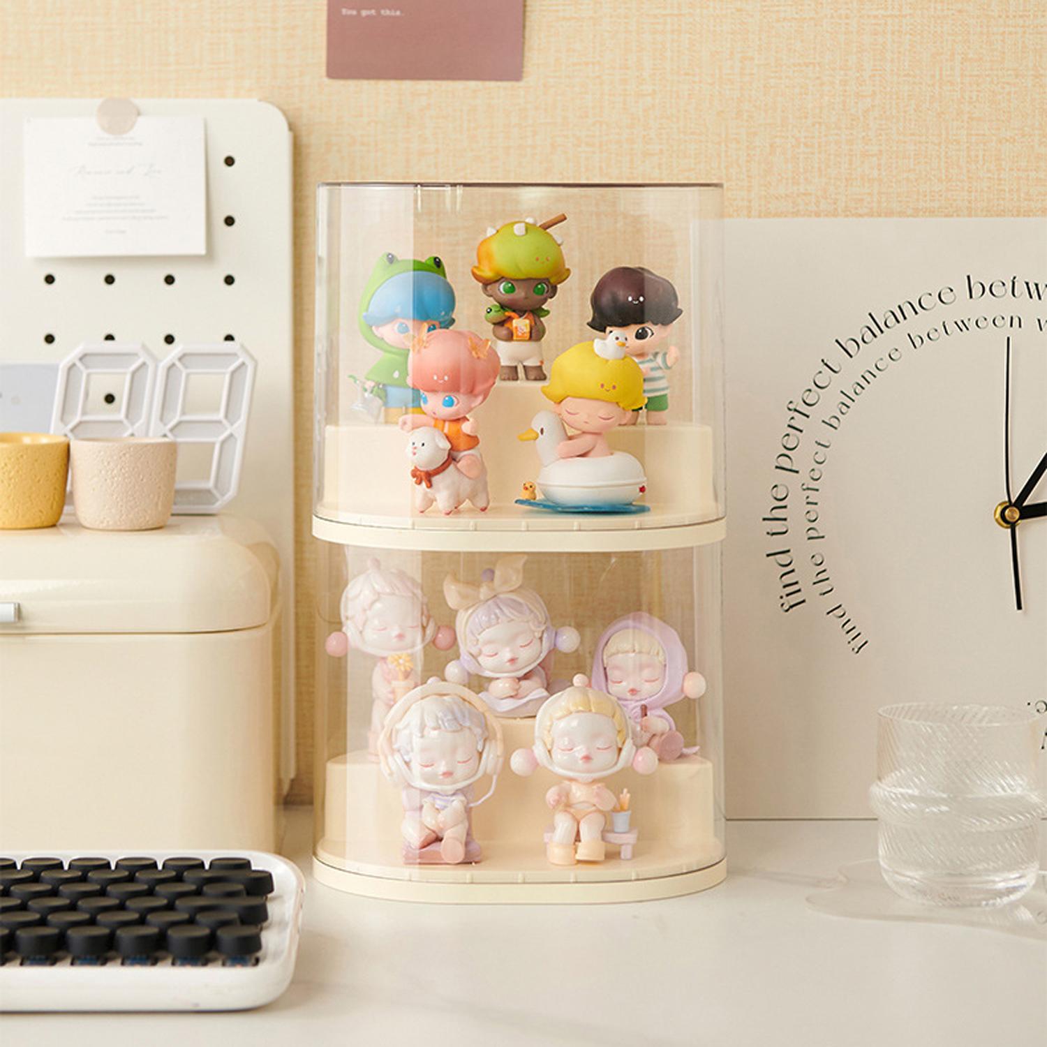 Mini Figure Display Case Organizer Box, Transparent Storage Holder for Small Collectibles & Labubu Figures, Stackable Design