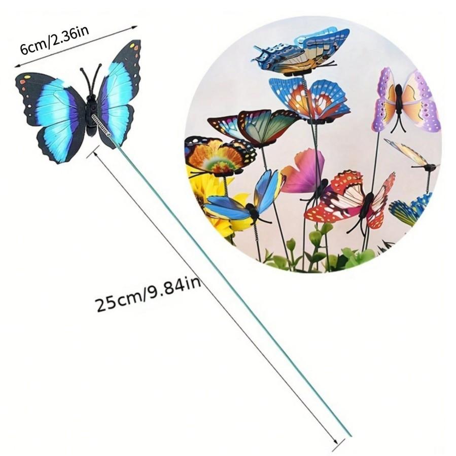 10-Piece Colorful Garden Butterfly Decorative Stakes, Waterproof Butterfly Garden Decoration, 3D Butterfly Party Decorations