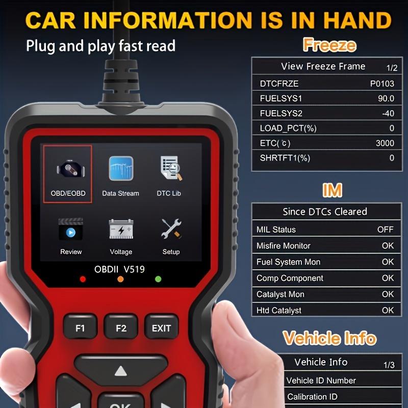2025 New Powerful OBD2 Scanner Diagnostic Tool - Engine Code Reader, Full OBD2 Features, Reset, Modes 6&8, Suited for DIY Car Owners & Mechanics Voltage Test