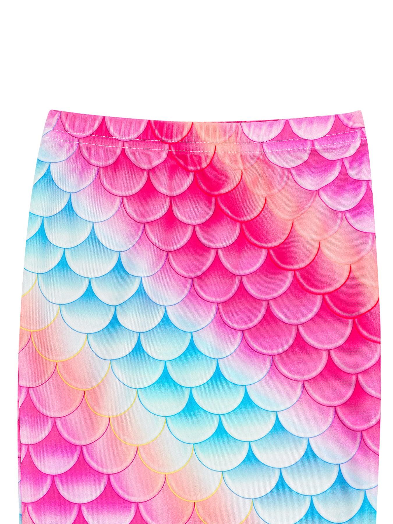 Girls Mermaid Tail Bikini Swimsuit Sets, Rainbow Beach Bathing Suit, 3 Piece Princess Performance Cosplay Costume Sets, Swimwear Sets