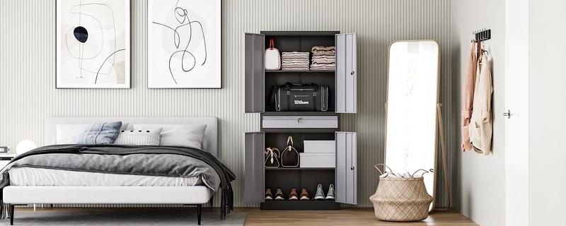 Letaya Metal Garage Storage Cabinet with Drawer,4 Door Tool Cabinet with Lock-2 Adjustable Shelves for Garage Home Office Utility Room Letaya Metal Garage Storage Cabinet with Drawer,4 Door Tool Cabinet with Lock-2 Adjustable Shelves for Garage Home Office Utility Room