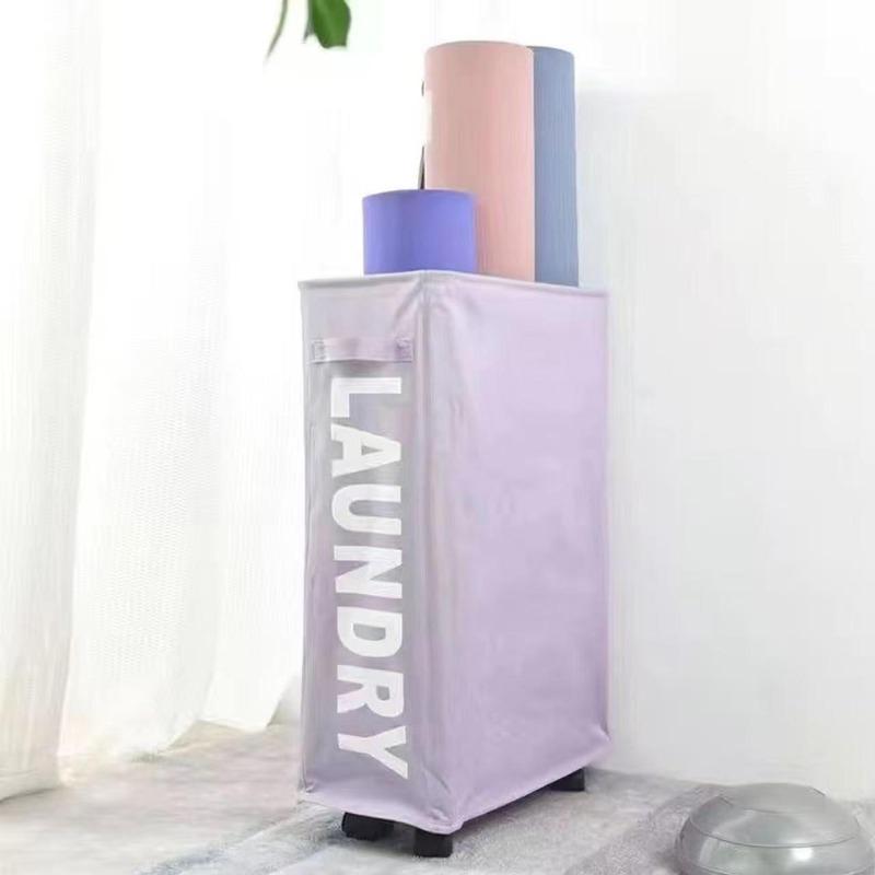 Multifunctional Storage Basket with Wheels - Foldable Home Organizer for Yoga Mats and Laundry