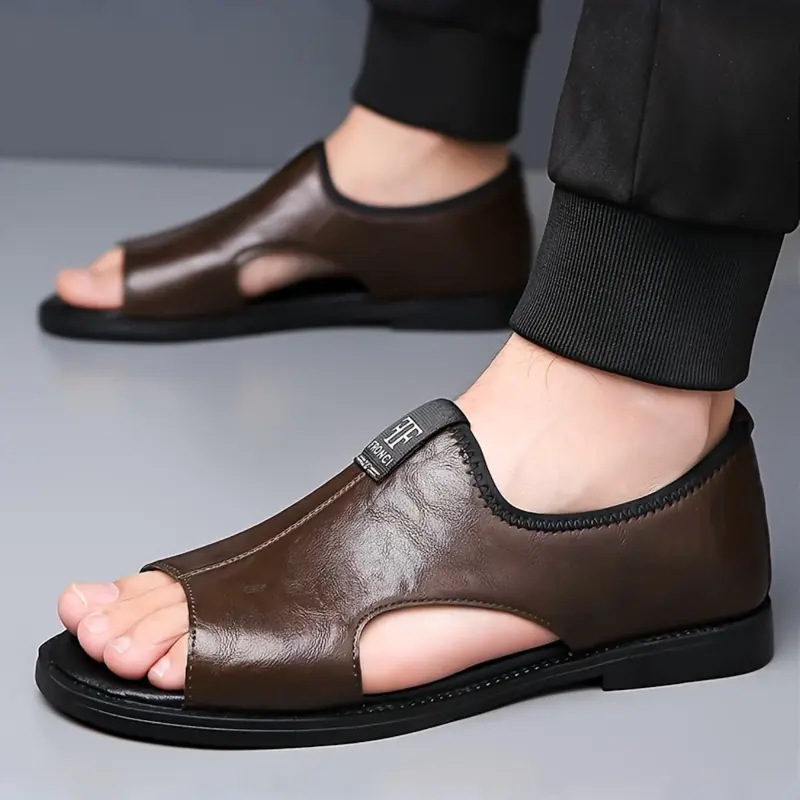 Men's Casual Comfortable Fashion Roman Sandals, Summer Slide Sandals, Fashionable Sandals, Stylish Open-Toe Footwear, PU Leather Sandals, Perfect for Summer Outdoor Activities