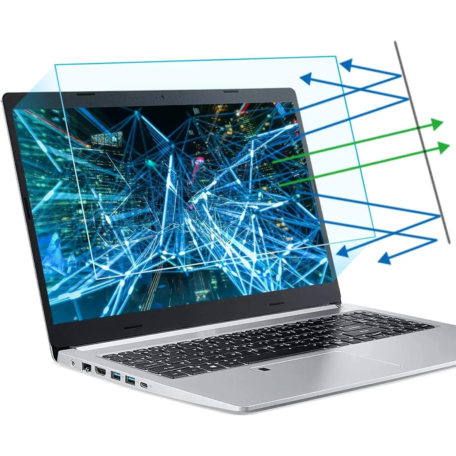 2-Pack 15.6 Inch Anti Blue Light Laptop Screen Protector, Eye Protection Anti Glare Matte Computer Screen Cover for 15.6" Laptop with 16:9 Aspect Ratio, Reduce Eye Strain and Touch SensitiveGift