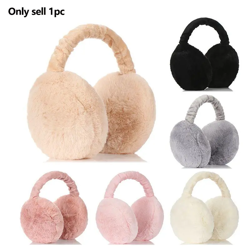 Unisex Solid Color Earmuffs, Soft Plush Ear Warmers, Foldable Design, Comfortable Coldproof Protection, Ideal for Winter Outdoors, Ear Snood, Ear Cover