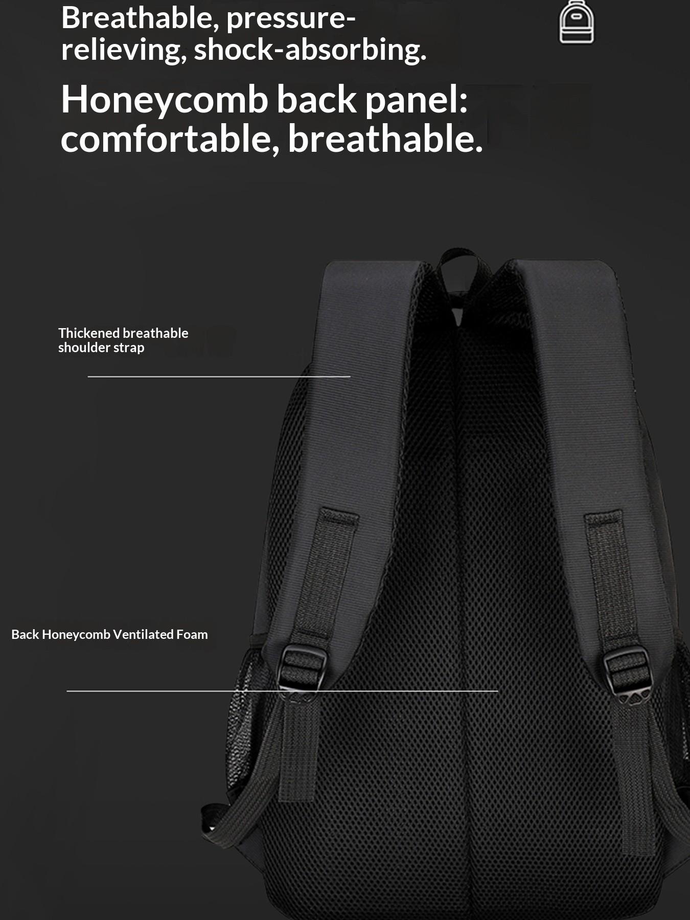 Lightweight Fashion Backpack, Waterproof Dual-Shoulder Bag, Plain Design with Night Reflective Strip, Multifunctional for Business Travel Men