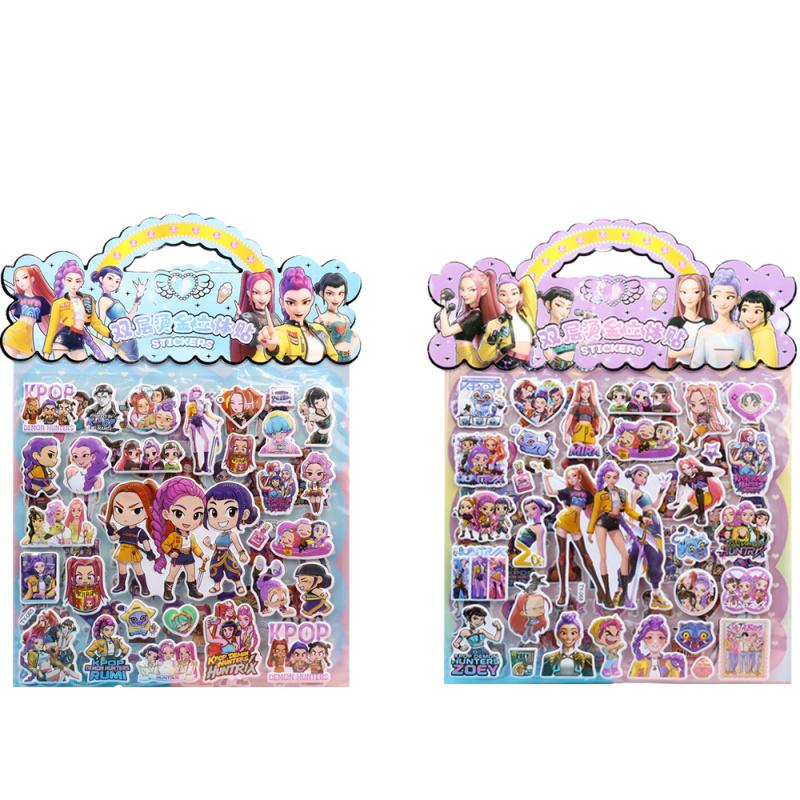 2PCS KPop Hunters Anime Laser Cut Stickers Tiger Rumi Mira Zoey Fan Gift Decoration