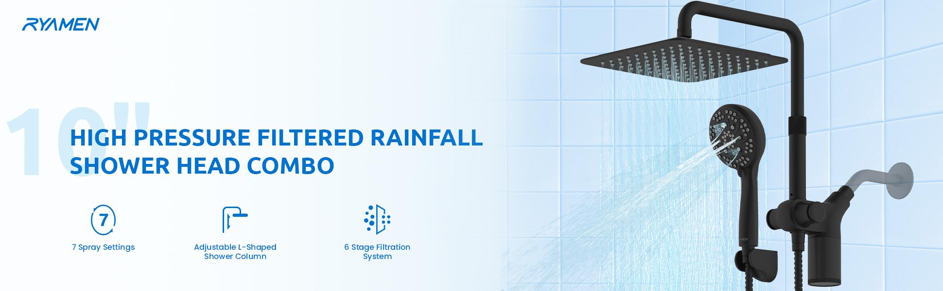 Ryamen Square Turbo Showerhead Set + FREE 3-Month Filter Inside Ryamen Square Turbo Showerhead Set + FREE 3-Month Filter Inside