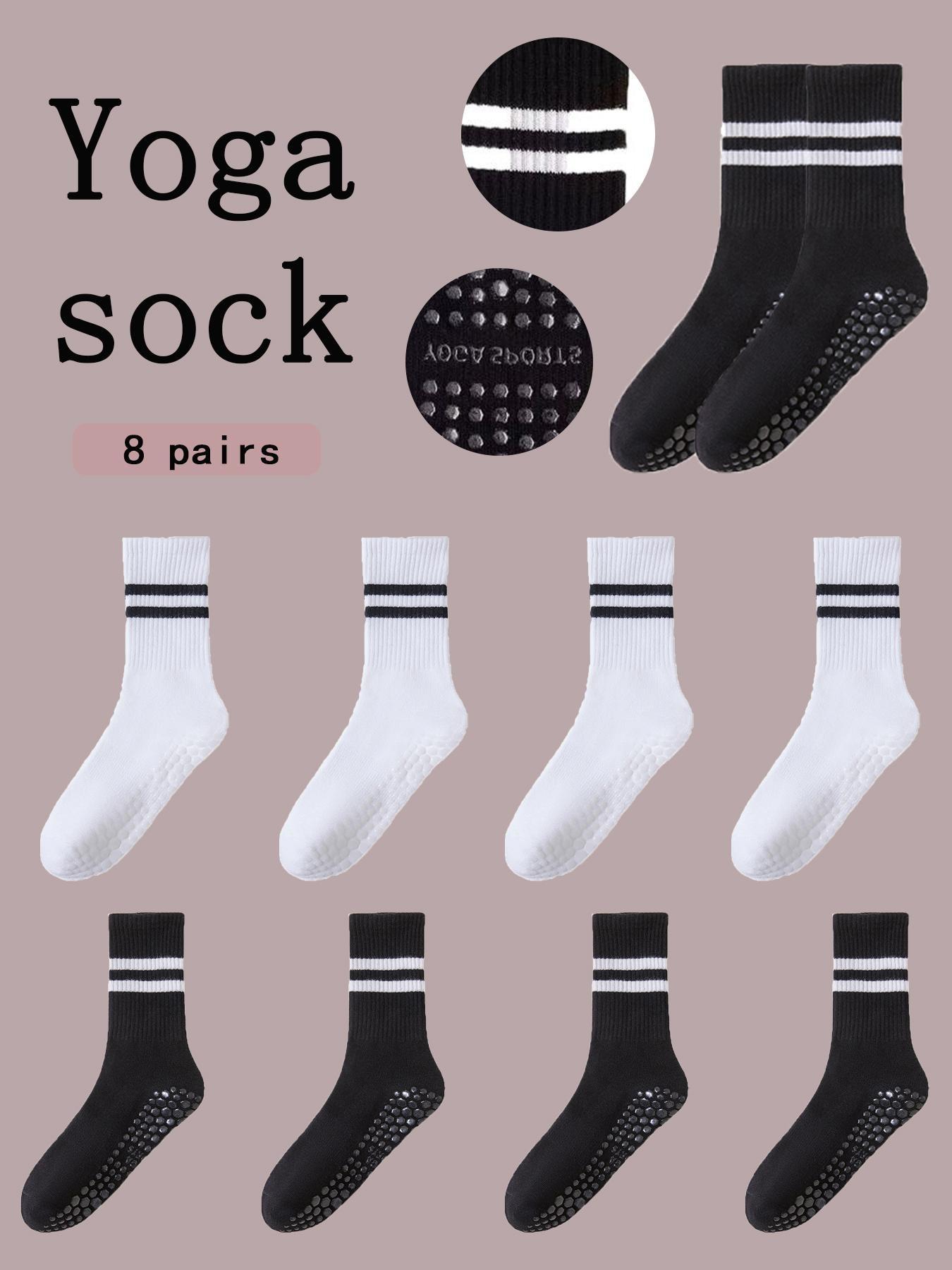 8 Pairs Women Yoga Socks Skipping Rope Sports Socks Ballet Socks Pilates Socks Anti-slip Floor Socks Parallel Bars Mid-tube Socks
