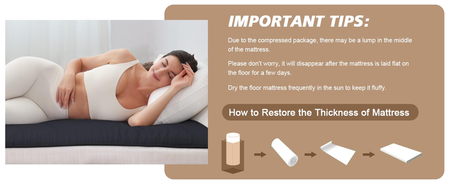 Lilypelle Japanese Futon Mattress, 3.5”/4“ Foldable Tatami Sleeping Pad, Portable Roll-Up Floor Lounger Bed for Adult & Child, Dormitory Floor Mattress Pad