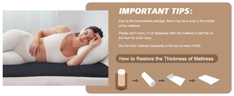 Lilypelle Japanese Futon Mattress, 3.5”/4“ Foldable Tatami Sleeping Pad, Portable Roll-Up Floor Lounger Bed for Adult & Child, Dormitory Floor Mattress Pad