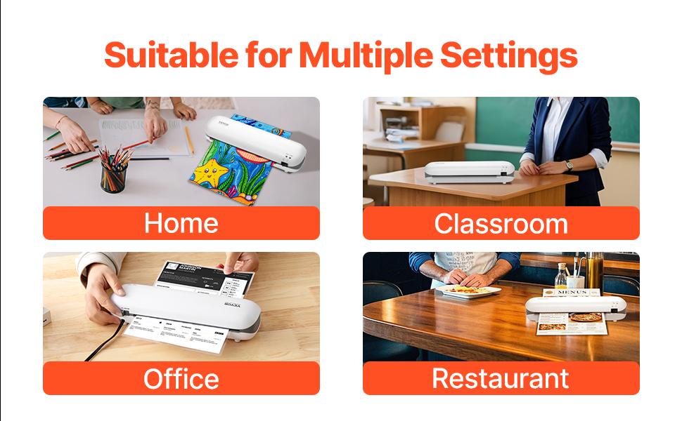 VEVOR Laminator Machine, Thermal Laminator for Max A4 Paper Size, 3-4 min Quick Warm Portable Laminator, 3-5 mil Thickness, Ideal for Home, Office, Business, or School Supplies, White+ Grey