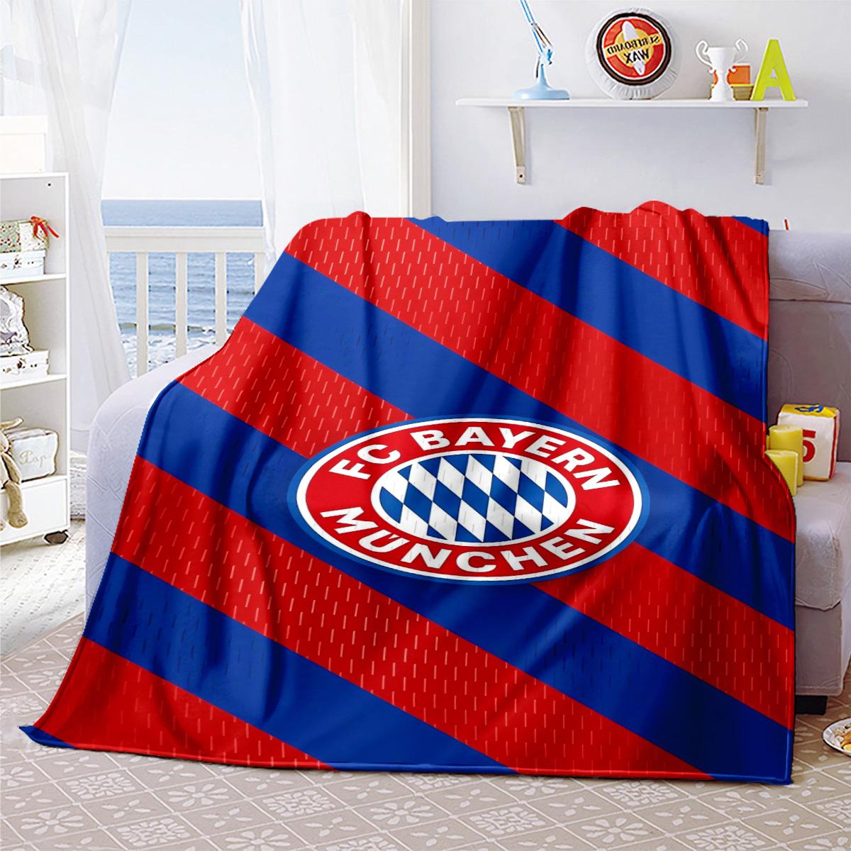 FC Bayern Munich Printed Cute Cartoon Plush Blanket Suitable for All Seasons, Soft and Comfortable Sofa Mattress Office Outdoor Blanket Camping Travel Home Blanket Black Friday Christmas Gift C1699
