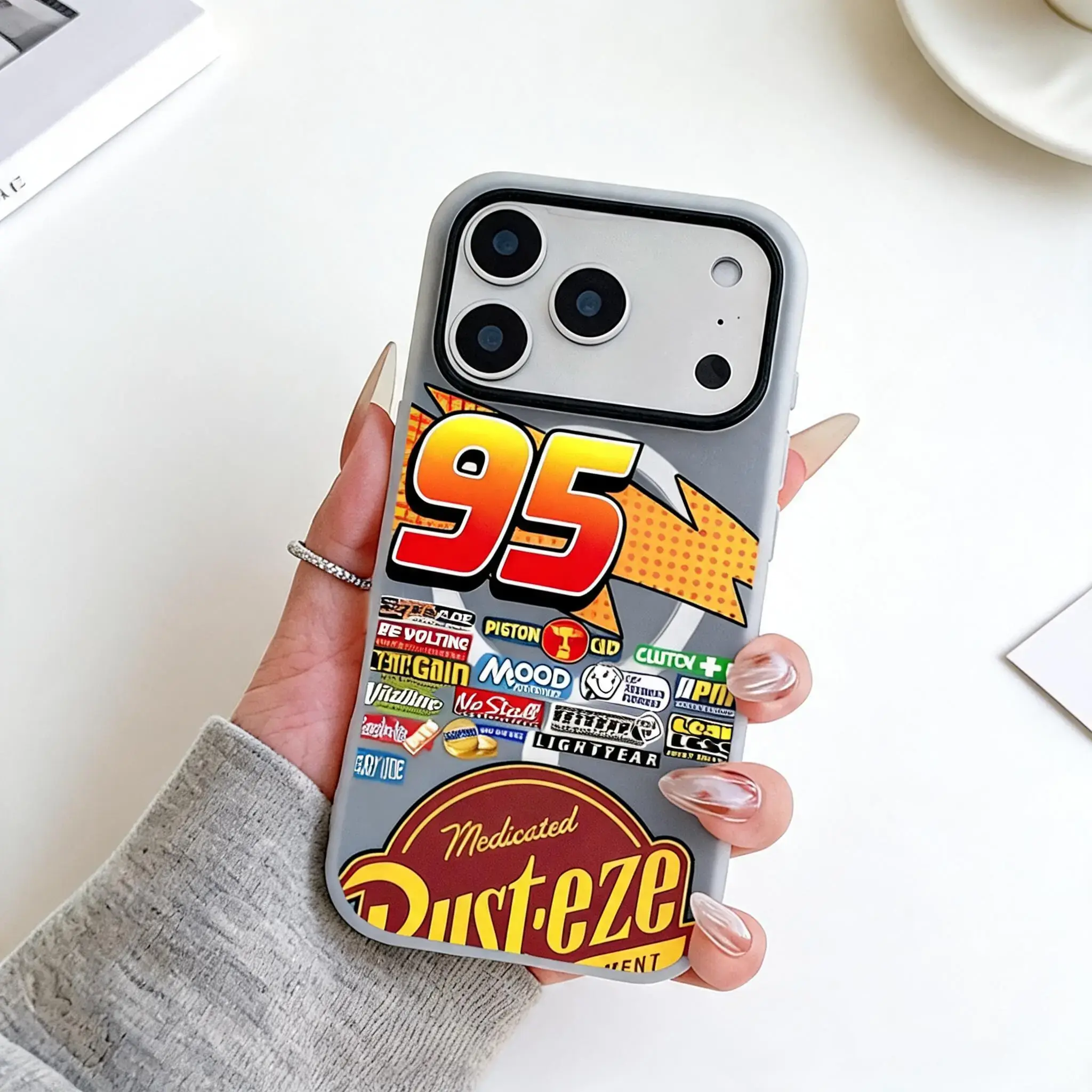 1 piece of Lightning McQueen magnetic phone case, Accessories, 2-in-1 double-layer material, Shockproof, suitable for iPhone 17 Pro Max, compatible with iPhone 7-17 series/X/XS/XR Protective Cover, Tpu Shockproof